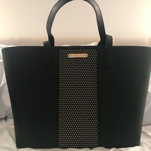 Michael Kors Black Micro Stud Center Stripe Tote